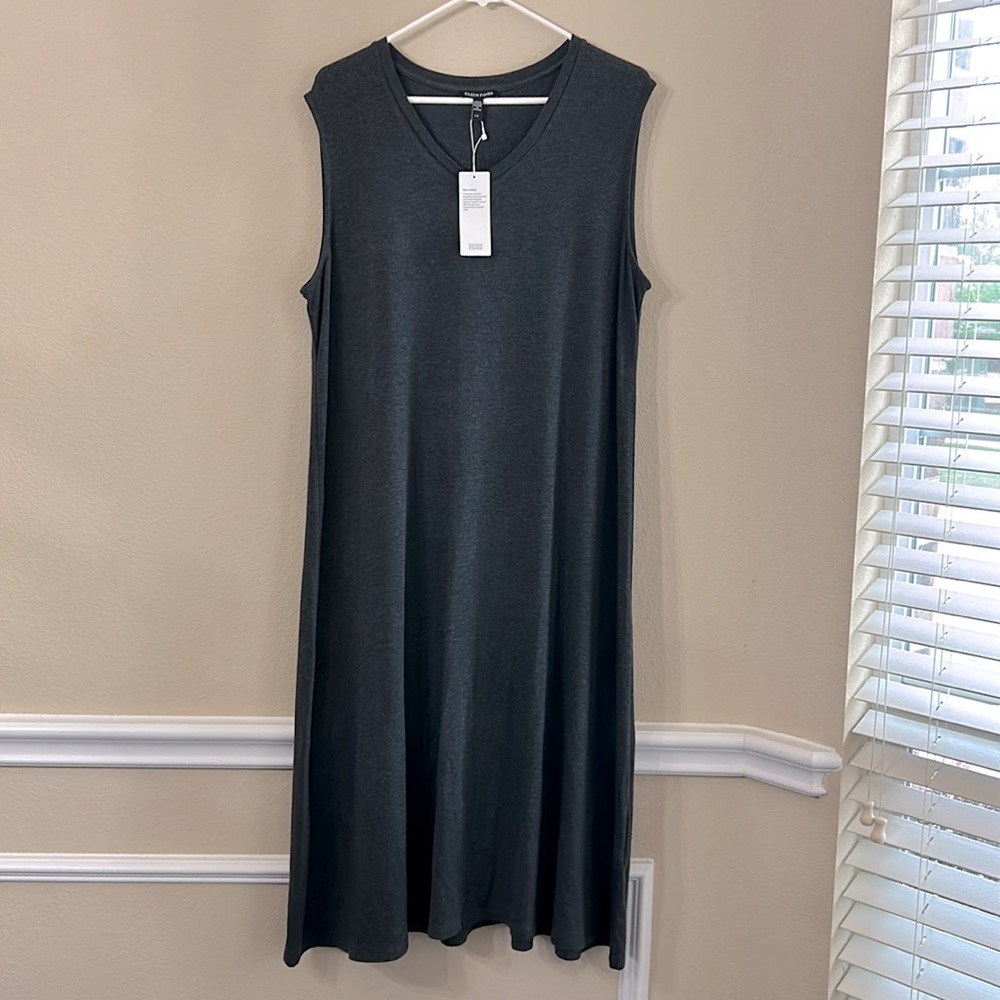 NWT Eileen Fisher Stretch Jersey Knit V-Neck Tank Dress